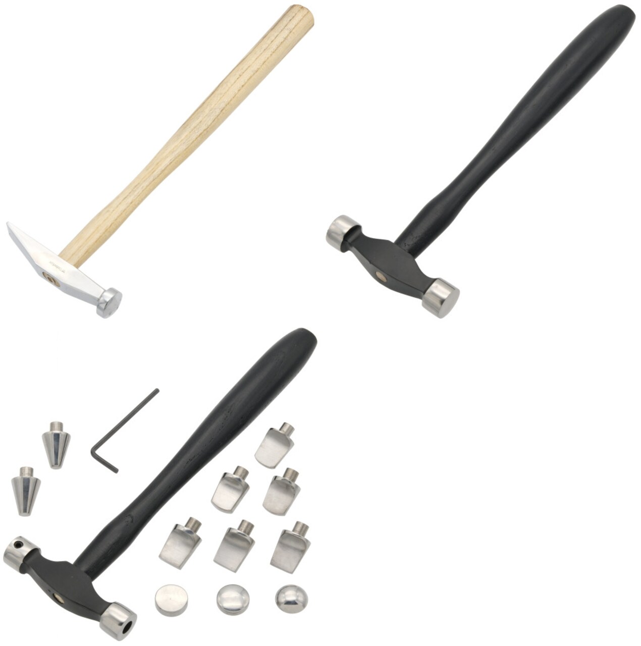Cross-Peen, Texturing, Planishing & Interchangeable Head Silversmith Hammers Jewelry Making Tools